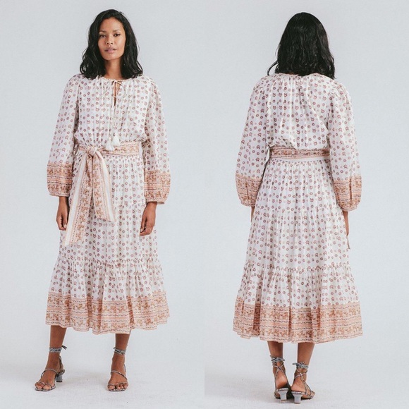 Cleobella Blakely midi dress cottagecore prairie bohemian floral v neck casual - Picture 1 of 13